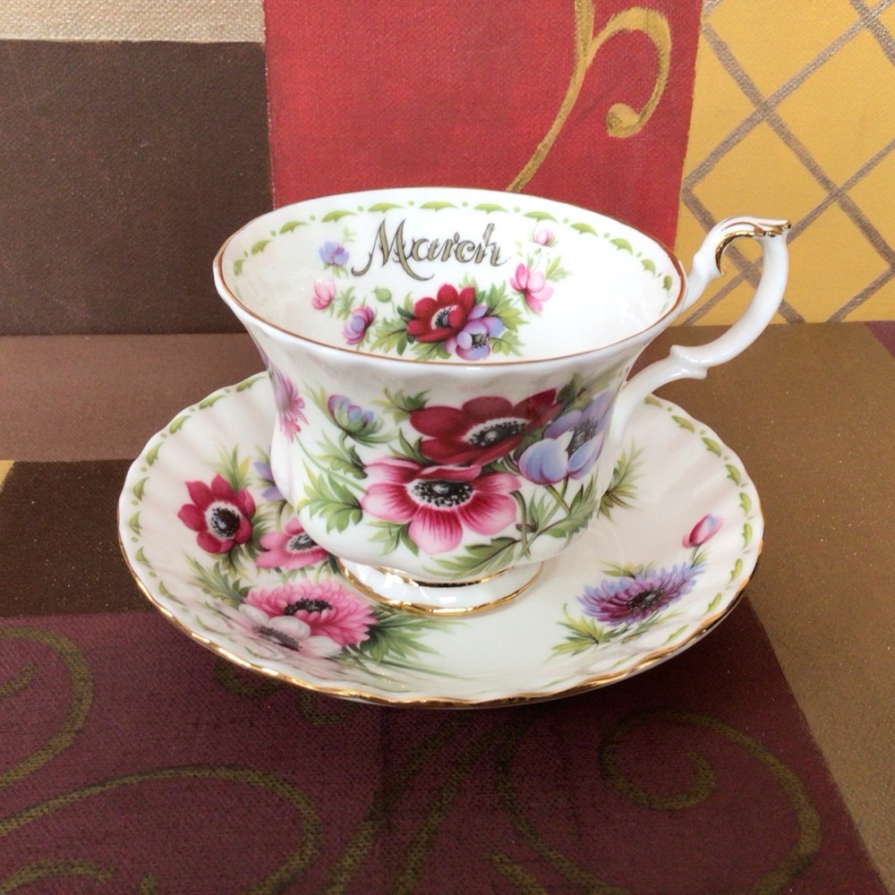 Royal Albert March Anemones Teacup And Saucer